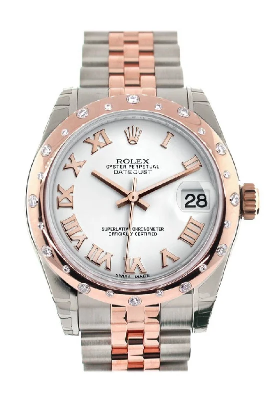 Watches with a classic look Rolex Datejust 31 White Roman Dial Diamond Bezel 18K Rose Gold Two Tone Jubilee Ladies Watch 178341 Watches with a classic look Rolex Datejust 31 White Roman Dial Diamond Bezel 18K Rose Gold Two Tone Jubilee Ladies Watch 178341