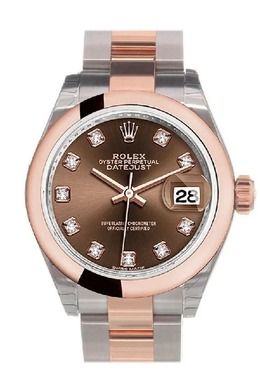 minimalistic watches for men with leather bands   Rolex Datejust 28 Chocolate Diamond Dial Ladies Watch 279161 NP