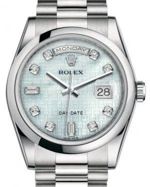 Luxury brand automatic watches for men Rolex Day-Date 36 Platinum Platinum Mother of Pearl with Oxford Motif Diamond Dial & Smooth Domed Bezel President Bracelet 118206 Luxury brand automatic watches for men Rolex Day-Date 36 Platinum Platinum Mother of Pearl with Oxford Motif Diamond Dial & Smooth Domed Bezel President Bracelet 118206