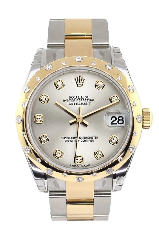 Formal watches for evening events   Rolex Datejust 31 Silver Diamond Dial Diamond Bezel 18K Gold Two Tone Ladies 178343