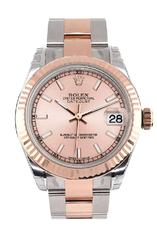 Watches with leather straps and quick release clasps Rolex Datejust 31 Pink Dial Fluted Bezel 18K Rose Gold Two Tone Ladies Watch 178271 Watches with leather straps and quick release clasps Rolex Datejust 31 Pink Dial Fluted Bezel 18K Rose Gold Two Tone Ladies Watch 178271