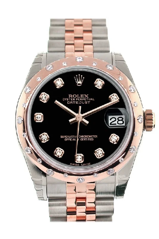 Formal watches for evening events Rolex Datejust 31 Black Diamond Dial Diamond Bezel 18K Rose Gold Two Tone Jubilee Ladies Watch 178341 Formal watches for evening events Rolex Datejust 31 Black Diamond Dial Diamond Bezel 18K Rose Gold Two Tone Jubilee Ladies Watch 178341