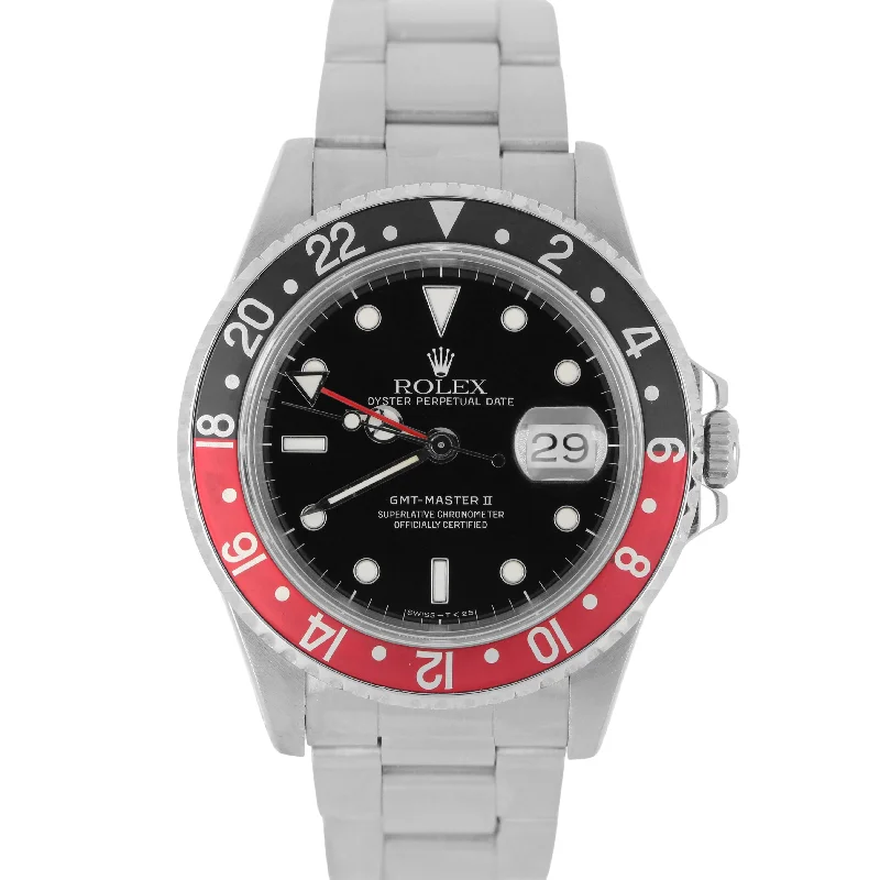 stylish watches for casual wear   Rolex GMT-Master II Coke Red Black Stainless Steel Black 40mm 16710 Watch