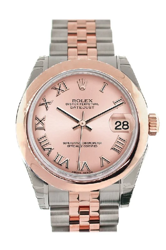 Luxury quartz watches with high-end movements   Rolex Datejust 31 Pink Roman Dial 18K Rose Gold Two Tone Jubilee Ladies Watch 178241