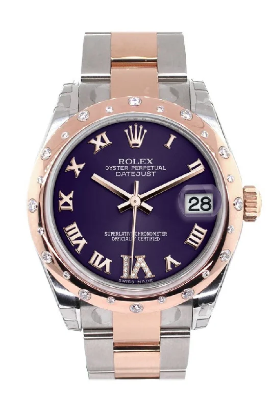 Formal watches for evening events Rolex Datejust 31 Purple Roman Large VI set with Diamond Dial Diamond Bezel 18K Rose Gold Two Tone Ladies Watch 178341 Pre-owned Formal watches for evening events Rolex Datejust 31 Purple Roman Large VI set with Diamond Dial Diamond Bezel 18K Rose Gold Two Tone Ladies Watch 178341 Pre-owned