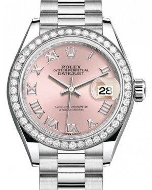 Luxury brand automatic watches for men   Rolex Lady Datejust 28 Platinum Pink Roman Dial & Smooth Domed Bezel President Bracelet 279136RBR