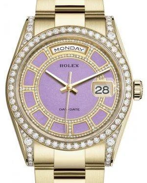 Watches with a stylish look Rolex Day-Date 36 Yellow Gold Carousel of Lavender Jade Diamond Dial & Diamond Set Case & Bezel Oyster Bracelet 118388 Watches with a stylish look Rolex Day-Date 36 Yellow Gold Carousel of Lavender Jade Diamond Dial & Diamond Set Case & Bezel Oyster Bracelet 118388