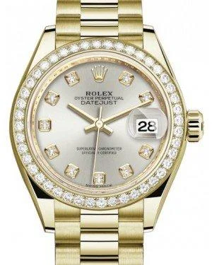 Watches with classic style for timeless appeal Rolex Lady Datejust 28 Yellow Gold Silver Diamond Dial & Diamond Bezel President Bracelet 279138RBR Watches with classic style for timeless appeal Rolex Lady Datejust 28 Yellow Gold Silver Diamond Dial & Diamond Bezel President Bracelet 279138RBR