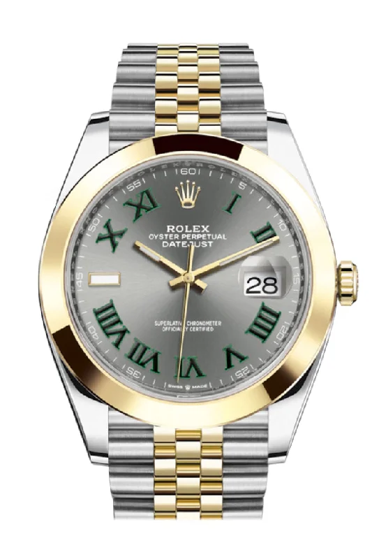 stylish watches for casual wear   Rolex Datejust 41 Slate Roman Dial White Gold Jubilee Mens Watch 126303