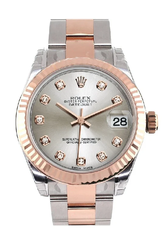 Formal watches for business people Rolex Datejust 31 Silver Diamond Dial Fluted Bezel 18K Rose Gold Two Tone Ladies Watch 178271 Formal watches for business people Rolex Datejust 31 Silver Diamond Dial Fluted Bezel 18K Rose Gold Two Tone Ladies Watch 178271