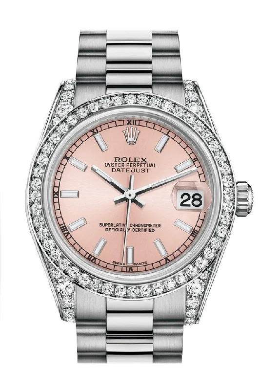 Luxury quartz watches with high-end movements Rolex Datejust 31 Pink Dial Diamond Bezel Lug 18K White Gold President Ladies Watch 178159 Luxury quartz watches with high-end movements Rolex Datejust 31 Pink Dial Diamond Bezel Lug 18K White Gold President Ladies Watch 178159