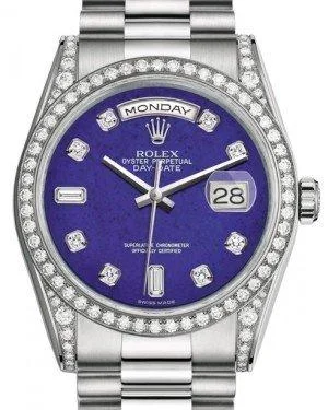 elegant dress watches for formal events   Rolex Day-Date 36 White Gold Lapis Lazuli Diamond Dial & Diamond Set Case & Bezel President Bracelet 118389