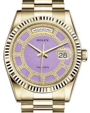 Watches with leather straps and quick release clasps Rolex Day-Date 36 Yellow Gold Carousel of Lavender Jade Diamond Dial & Fluted Bezel President Bracelet 118238 Watches with leather straps and quick release clasps Rolex Day-Date 36 Yellow Gold Carousel of Lavender Jade Diamond Dial & Fluted Bezel President Bracelet 118238