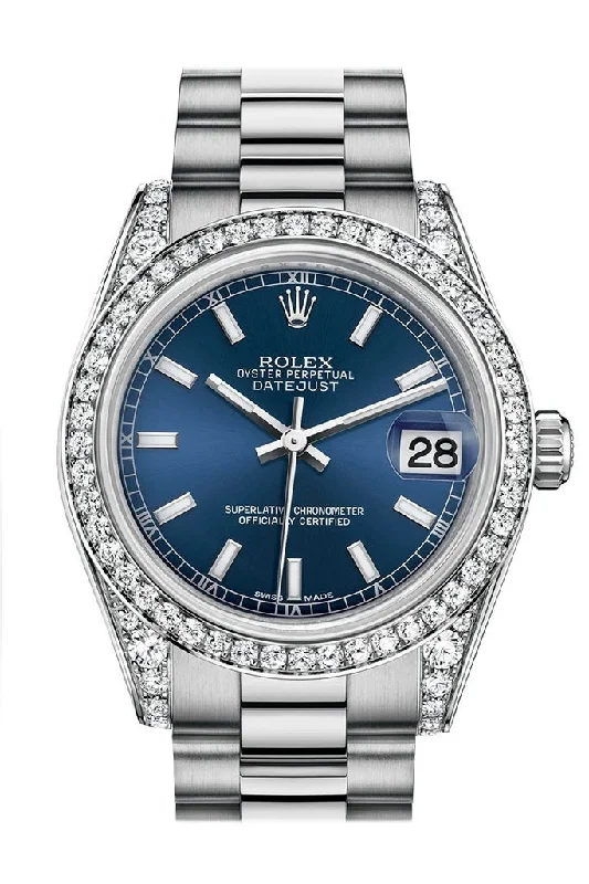 Vintage style quartz watches Rolex Datejust 31 Blue Dial Diamond Bezel Lug 18K White Gold President Ladies Watch 178159 Vintage style quartz watches Rolex Datejust 31 Blue Dial Diamond Bezel Lug 18K White Gold President Ladies Watch 178159