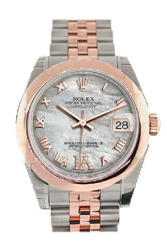 elegant dress watches for formal events Rolex Datejust 31 White Mother of Pearl Roman Large VI set with Diamond Dial 18K Rose Gold Two Tone Jubilee Ladies Watch 178241 elegant dress watches for formal events Rolex Datejust 31 White Mother of Pearl Roman Large VI set with Diamond Dial 18K Rose Gold Two Tone Jubilee Ladies Watch 178241