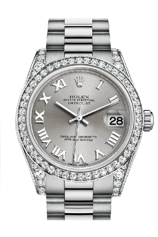 women’s watches with interchangeable bands Rolex Datejust 31 Rhodium Roman Dial Diamond Bezel Lug 18K White Gold President Ladies Watch 178159 women’s watches with interchangeable bands Rolex Datejust 31 Rhodium Roman Dial Diamond Bezel Lug 18K White Gold President Ladies Watch 178159