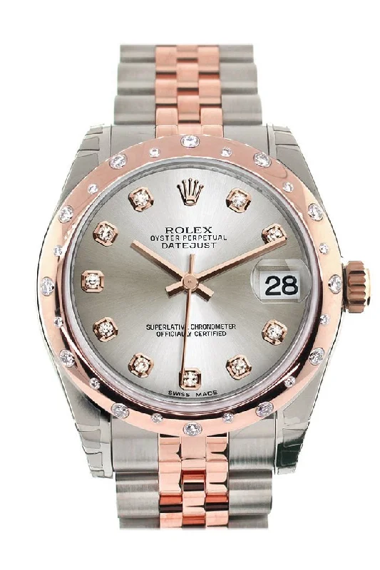 Women's dress watches with elegant straps Rolex Datejust 31 Silver Diamond Dial Diamond Bezel 18K Rose Gold Two Tone Jubilee Ladies Watch 178341 Women's dress watches with elegant straps Rolex Datejust 31 Silver Diamond Dial Diamond Bezel 18K Rose Gold Two Tone Jubilee Ladies Watch 178341