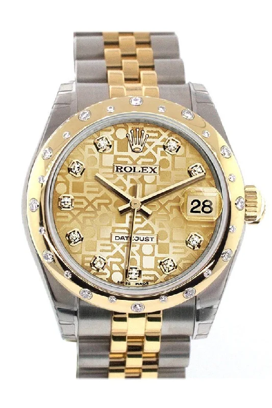 classic pocket watches for collectors   Rolex Datejust 31 Champagne Jubilee Diamond Dial Diamond Bezel 18K Gold Two Tone Jubilee Ladies 178343