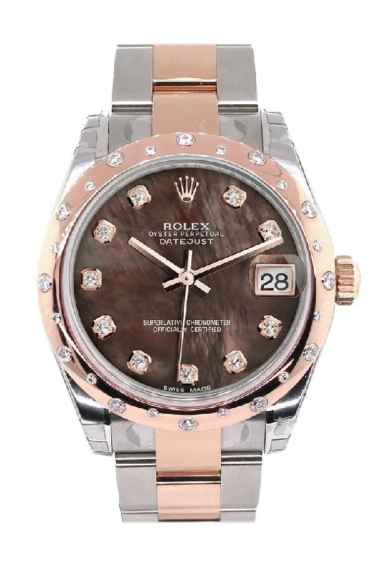 Watches with a sophisticated look Rolex Datejust 31 Black Mother of Pearl Diamond Dial Diamond Bezel 18K Rose Gold Two Tone Ladies Watch 178341 Watches with a sophisticated look Rolex Datejust 31 Black Mother of Pearl Diamond Dial Diamond Bezel 18K Rose Gold Two Tone Ladies Watch 178341