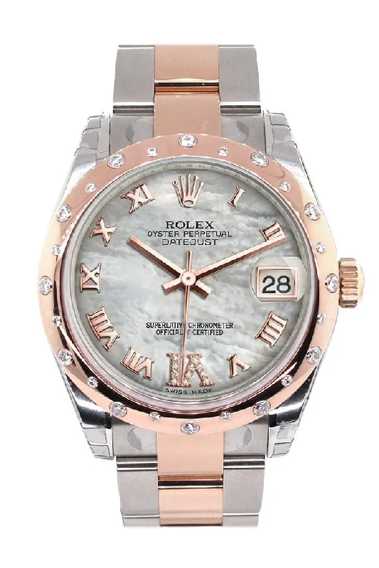 Modern design square dial watches Rolex Datejust 31 White Mother of Pearl Roman Large VI set with Diamond Dial Diamond Bezel 18K Rose Gold Two Tone Ladies Watch 178341 Modern design square dial watches Rolex Datejust 31 White Mother of Pearl Roman Large VI set with Diamond Dial Diamond Bezel 18K Rose Gold Two Tone Ladies Watch 178341