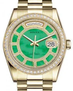 Watches for special occasions Rolex Day-Date 36 Yellow Gold Carousel of Green Jade Diamond Dial & Diamond Bezel President Bracelet 118348 Watches for special occasions Rolex Day-Date 36 Yellow Gold Carousel of Green Jade Diamond Dial & Diamond Bezel President Bracelet 118348