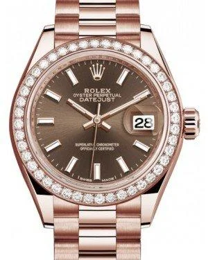 Watches with a stylish look Rolex Lady Datejust 28 Rose Gold Chocolate Index Dial & Diamond Bezel President Bracelet 279135RBR Watches with a stylish look Rolex Lady Datejust 28 Rose Gold Chocolate Index Dial & Diamond Bezel President Bracelet 279135RBR