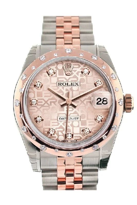 Watches with classic style for timeless appeal   Rolex Datejust 31 Pink Jubilee Diamond Dial 18K Rose Gold Two Tone Ladies Watch 178341