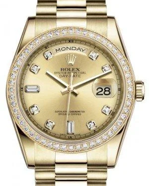 Watches with a stylish look Rolex Day-Date 36 Yellow Gold Champagne Diamond Dial & Diamond Bezel President Bracelet 118348 Watches with a stylish look Rolex Day-Date 36 Yellow Gold Champagne Diamond Dial & Diamond Bezel President Bracelet 118348