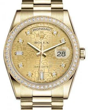 Watches with a sophisticated look Rolex Day-Date 36 Yellow Gold Champagne Jubilee Diamond Dial & Diamond Bezel President Bracelet 118348 Watches with a sophisticated look Rolex Day-Date 36 Yellow Gold Champagne Jubilee Diamond Dial & Diamond Bezel President Bracelet 118348