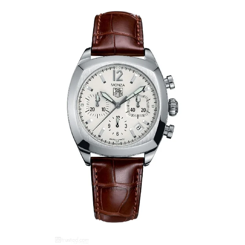 Luxury brand automatic watches for men   Tag Heuer Men's CR2114.FC6165 Monza Chronograph Brown Leather Watch