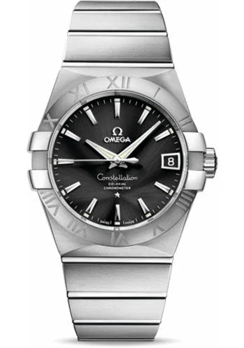 Vintage style quartz watches   Omega Gents Constellation Chronometer Watch - 38 mm Brushed Steel Case - Black Dial - 123.10.38.21.01.001