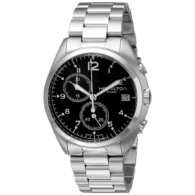 stylish watches for casual wear   Hamilton Men's H76512133 Khaki Aviation Chronograph Stainless Steel Watch