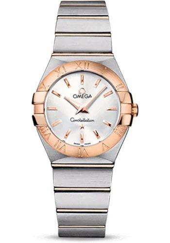 designer watches for special occasions   Omega Ladies Constellation Quartz Watch - 27 mm Brushed Steel And Red Gold Case - Silver Dial - 123.20.27.60.02.001