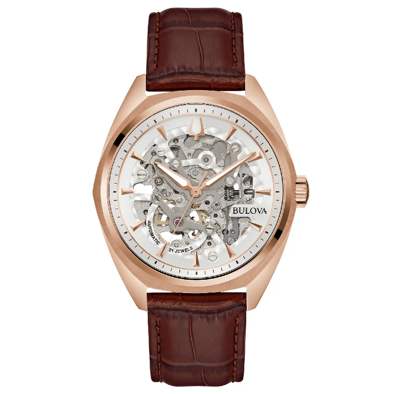 Modern design square dial watches   Bulova Men's 97A175 Surveyor Automatic Skeleton