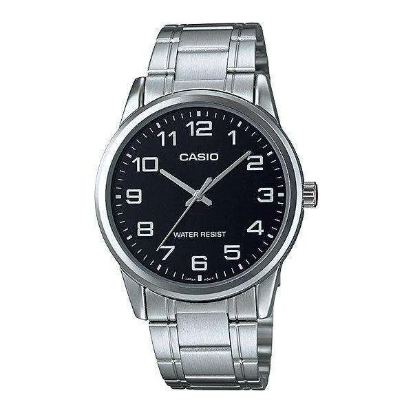 watches with custom engravings for gifts   Casio MTP-V001D-1B Silver Stainless Watch for Men