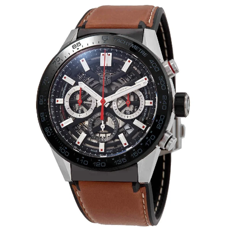 stylish watches for everyday wear   Tag Heuer Men's CBG2A10.FT6169 Carrera Chronograph Brown Leather Watch