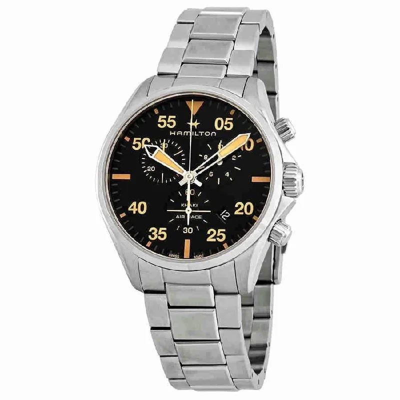 Watches with a stylish look   Hamilton Men's H76722131 Khaki Pilot Chronograph Stainless Steel Watch
