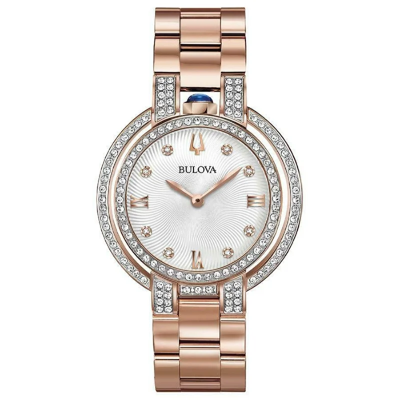 stylish watches for everyday wear   Bulova Rubaiyat Quartz Silver Dial Women's Watch 98R250