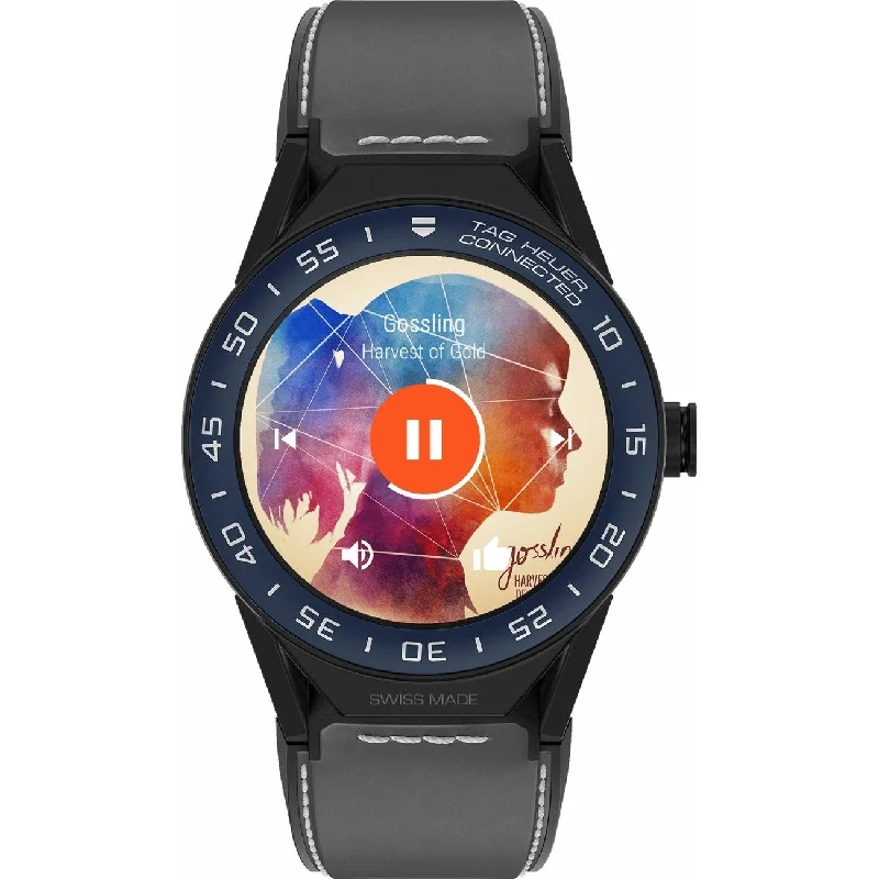 elegant dress watches for formal events   Tag Heuer Men's SBF8A8021.82FT6104 Connected Modular 45 Grey Leather Watch