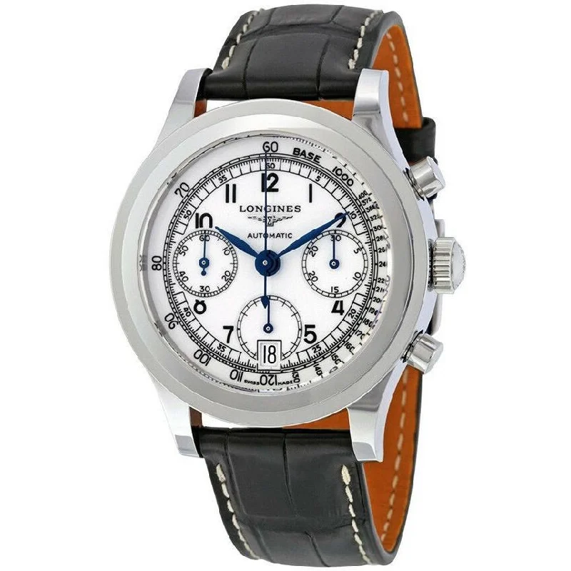 Watches with classic style for timeless appeal   Longines Men's L2.768.4.13.2 Heritage Chronograph Black Leather Watch