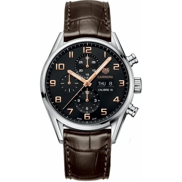Casual watches for weekend outings   Tag Heuer Men's CV2A1AB.FC6236 Carrera Chronograph Brown Leather Watch