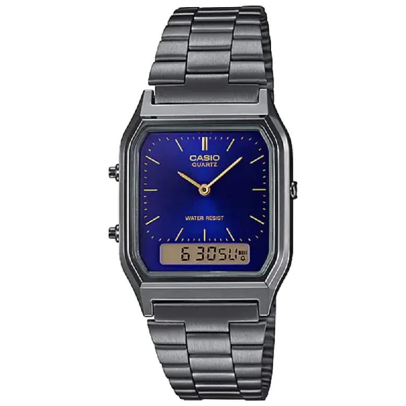 Formal watches for business people   Casio Watch Vintage Retro Dual Time Blue AQ-230GG-2ADF