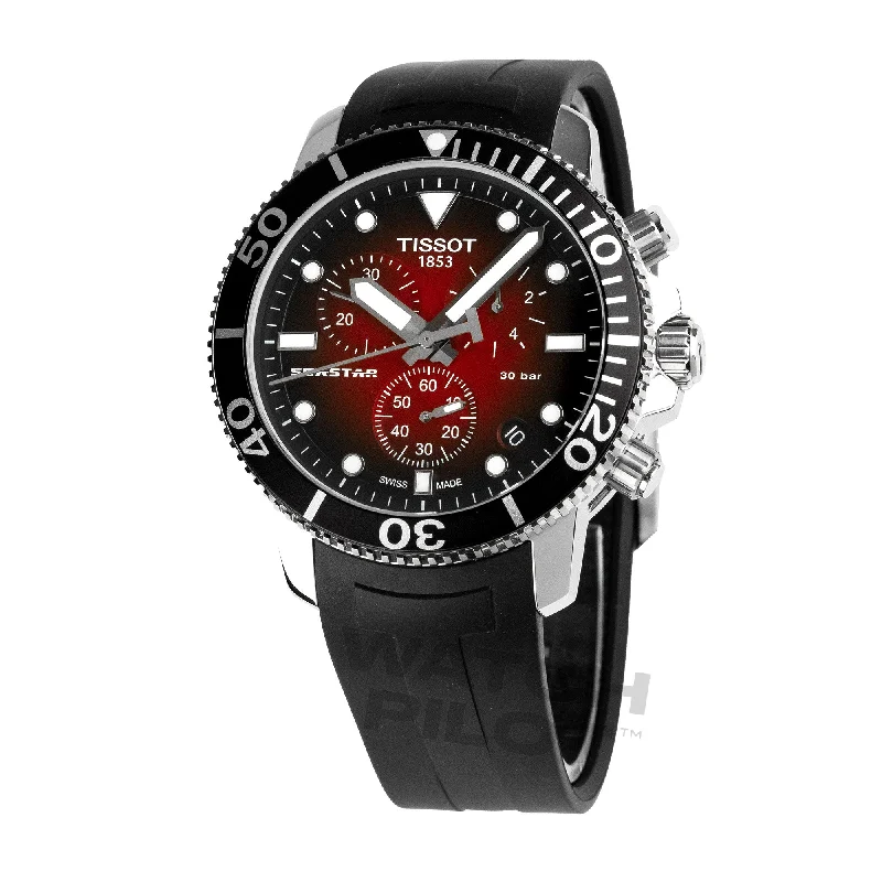 Watches made for exclusive collectors   Tissot Chronograph Watch SEASTAR 1000 Red Rubber T1204171742100