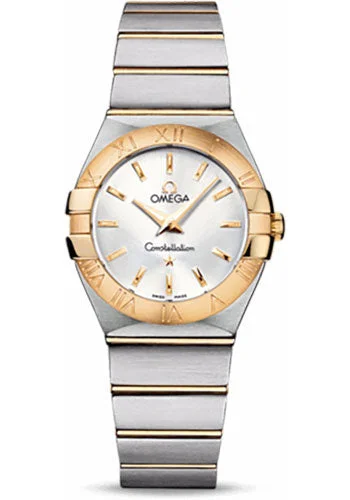Vintage style quartz watches   Omega Ladies Constellation Quartz Watch - 27 mm Brushed Steel And Yellow Gold Case - Silver Dial - 123.20.27.60.02.002