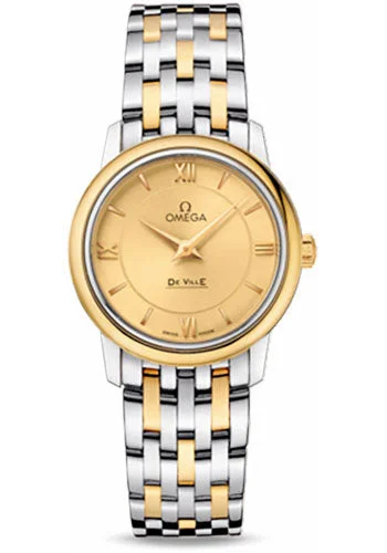 Formal watches for business people   Omega De Ville Prestige Quartz Watch - 27.4 mm Steel And Yellow Gold Case - Champagne Dial - 424.20.27.60.08.001