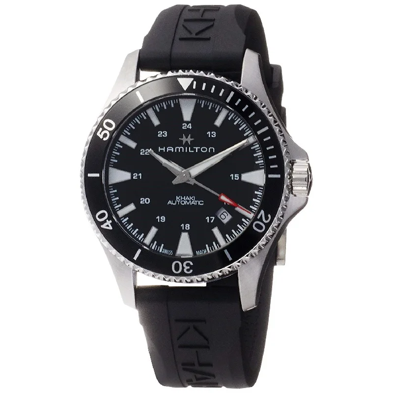 Watches with a sophisticated look   Hamilton Men's H82335331 Khaki Scuba Automatic Automatic Black Rubber Watch