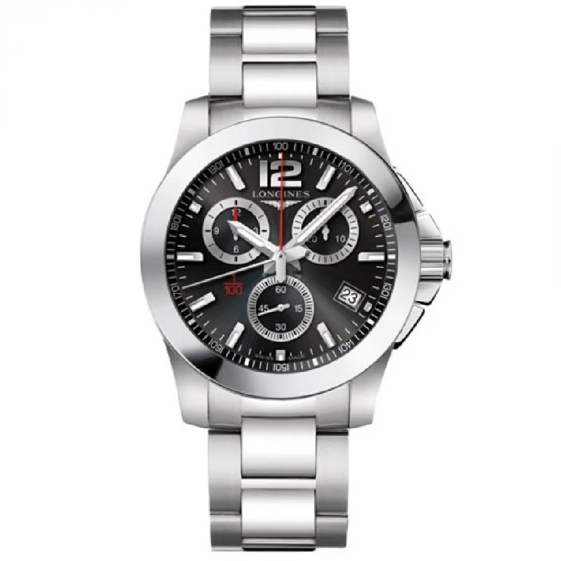 Watches for daily wear   Longines Men's L37004566 Conquest Chronograph Stainless Steel Watch