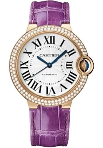 Luxury brand automatic watches for men Cartier Ballon Bleu de Cartier Watch - Medium Rose Gold Case - Diamond Bezel - Alligator Strap - WE900551 Luxury brand automatic watches for men Cartier Ballon Bleu de Cartier Watch - Medium Rose Gold Case - Diamond Bezel - Alligator Strap - WE900551