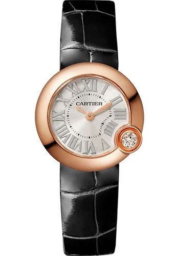 Watches with a sophisticated look   Cartier Ballon Blanc de Cartier Watch - 26 mm Pink Gold Case - Black Alligator Strap - WGBL0002