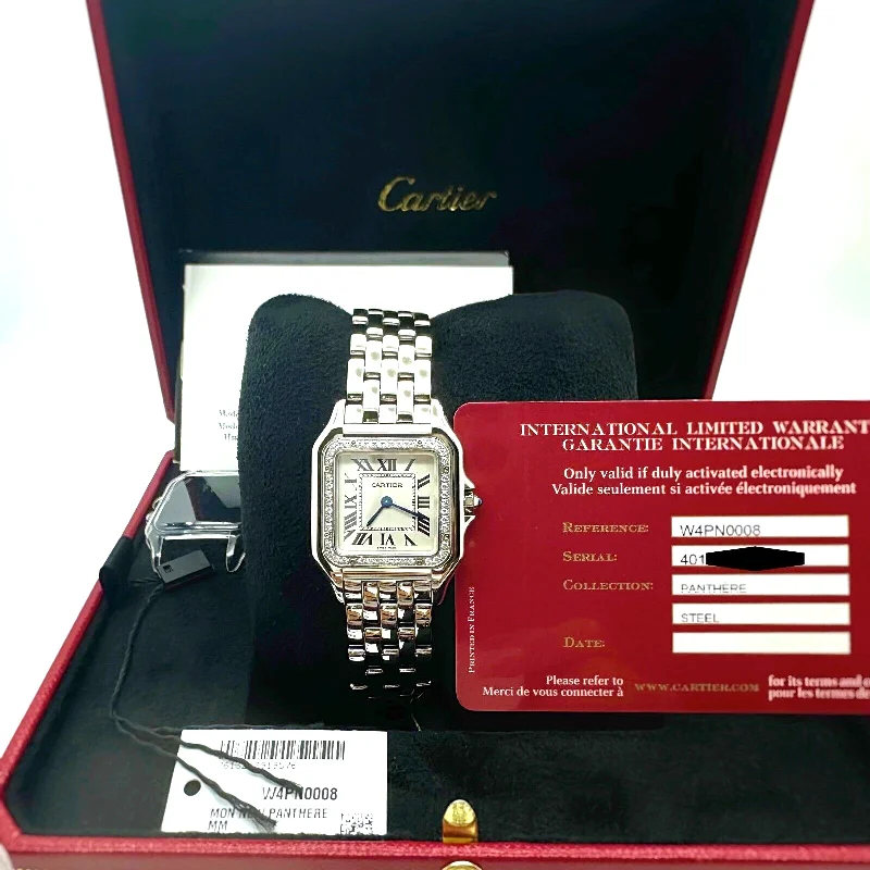 Watches with a stylish look   Cartier Panthere W4PN0008 Ref 4016 Diamond Bezel Stainless Steel Box Paper